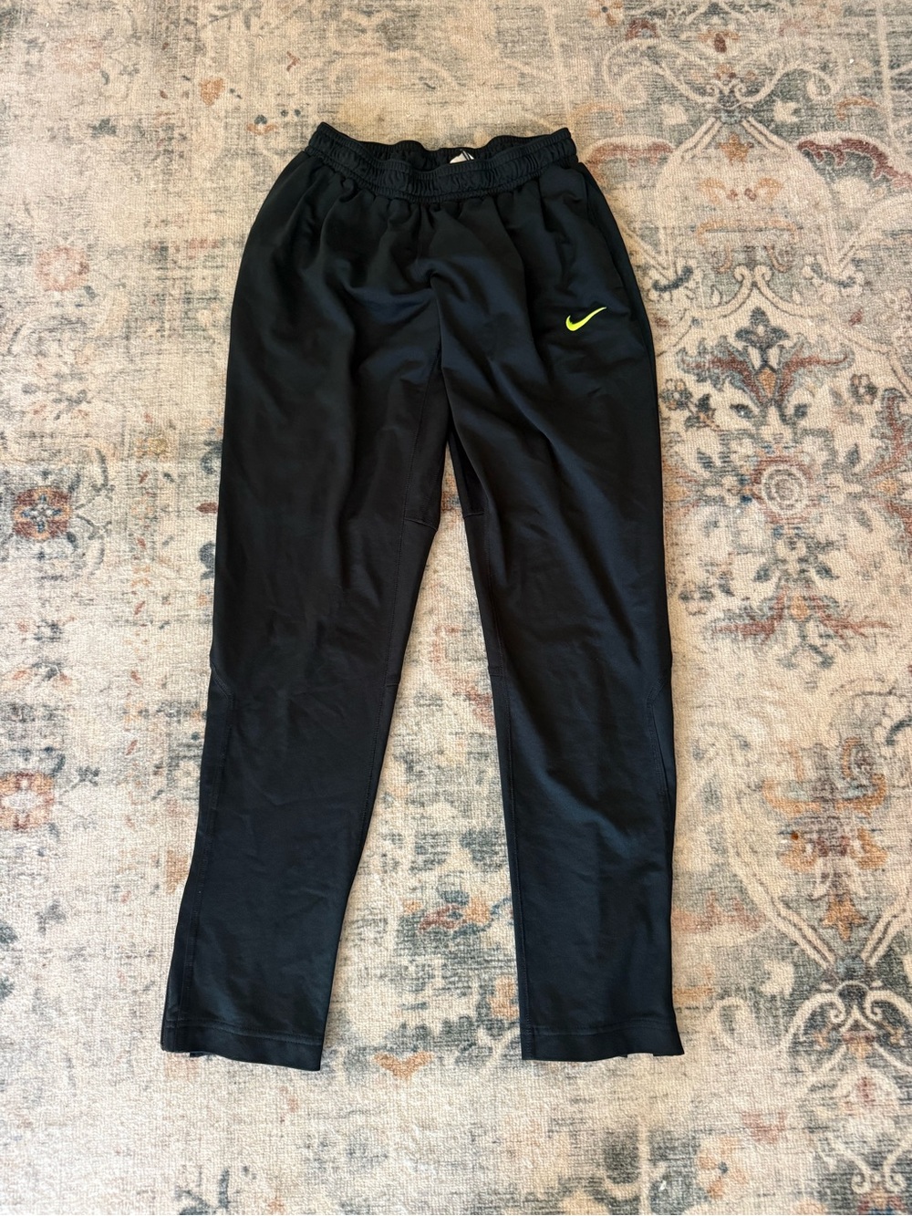 Nike Black Soccer Futbol Pants with Neon Green Swoosh